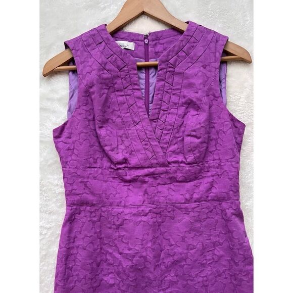 VINTAGE EUC Kelly & Diane Purple Textured Pattern Sleeveless Dress with V-neck - Picture 2 of 10
